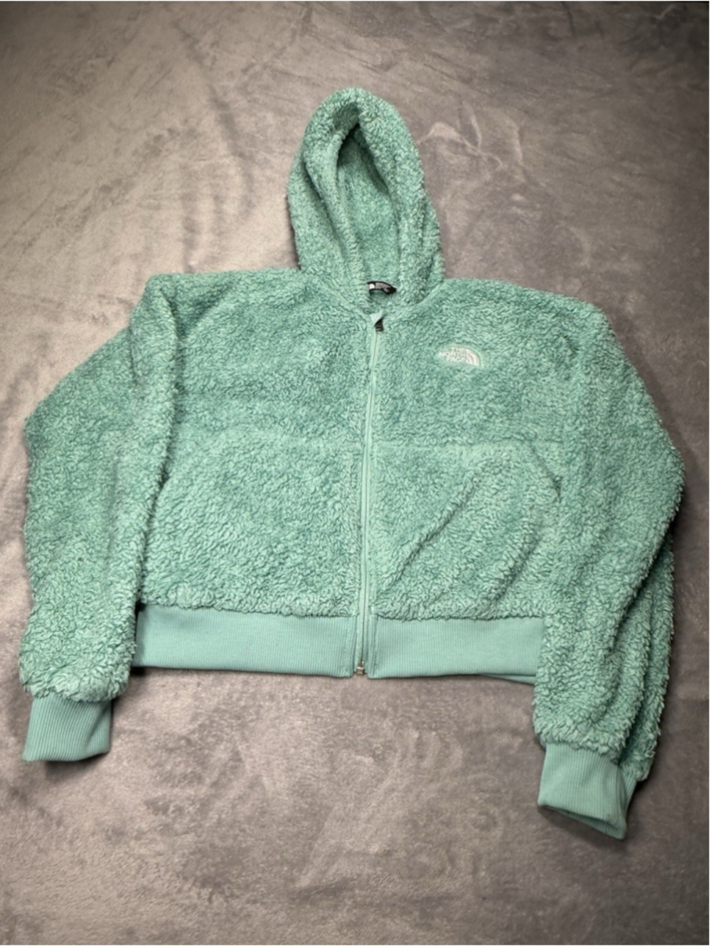 THE NORTH FACE Teen Suave Oso Fleece Full-Zip Hooded Jacket Mint Green XL 14/16